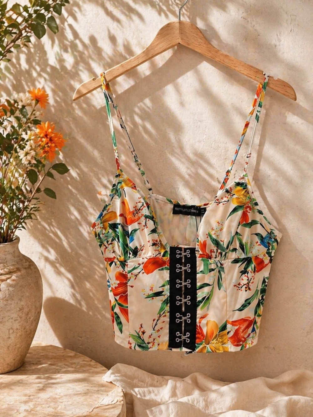 Pretty Little Thing Nude Oriental Hook and eye bralette size 0